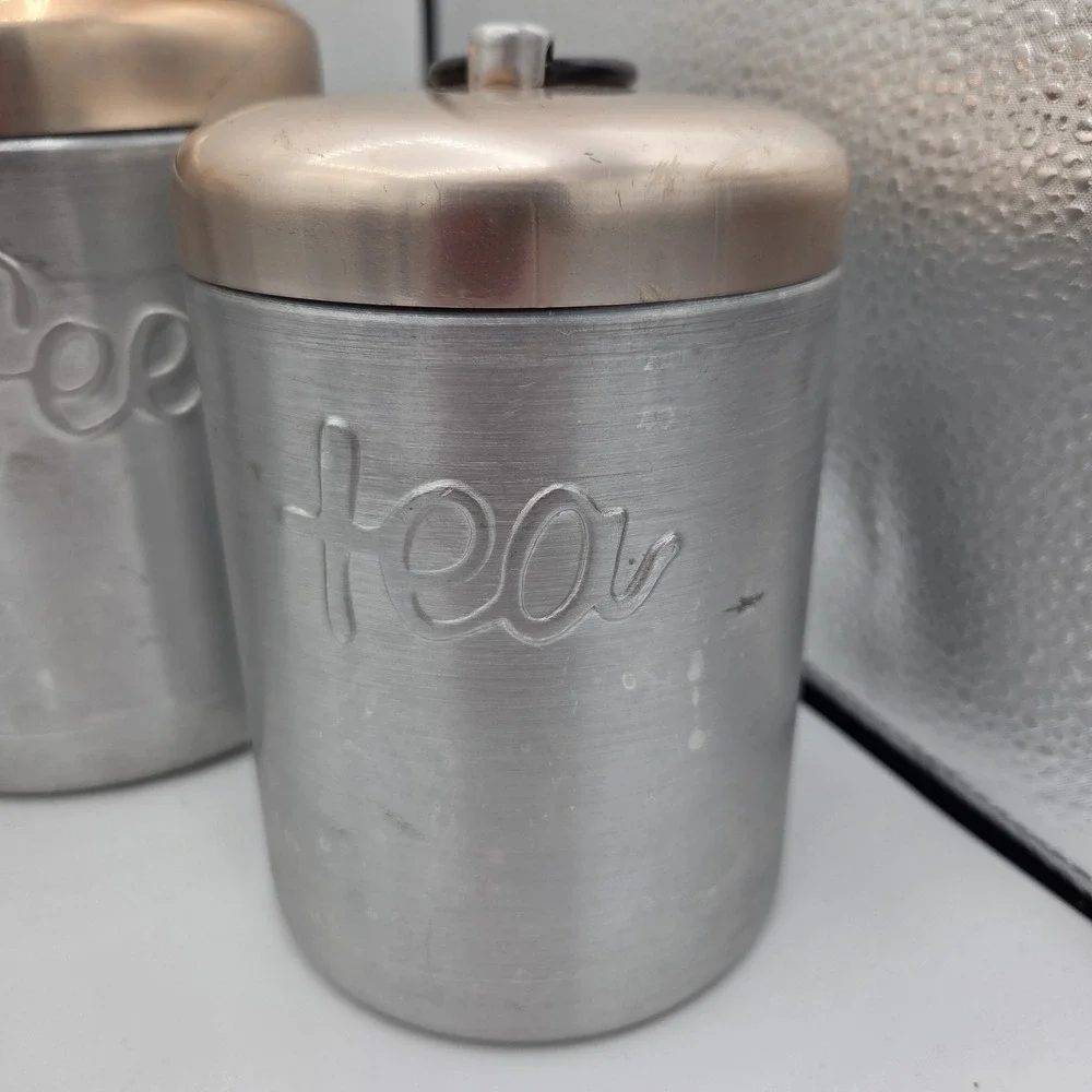Heller Hostess Ware Stainless Steel/Copper Canister Set Kitchen Pantry